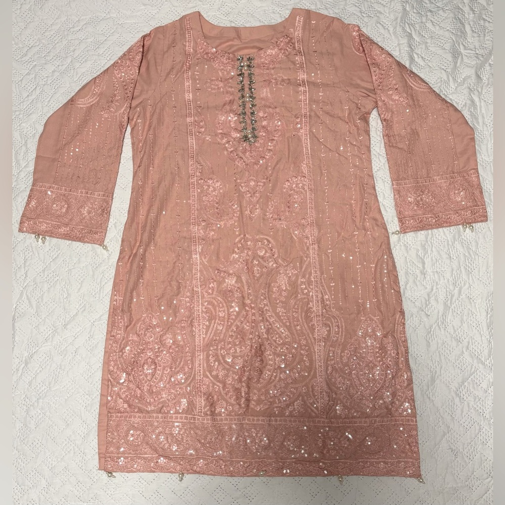 Pretty Pink Indian Pakistani Sequin Salwar Kameez